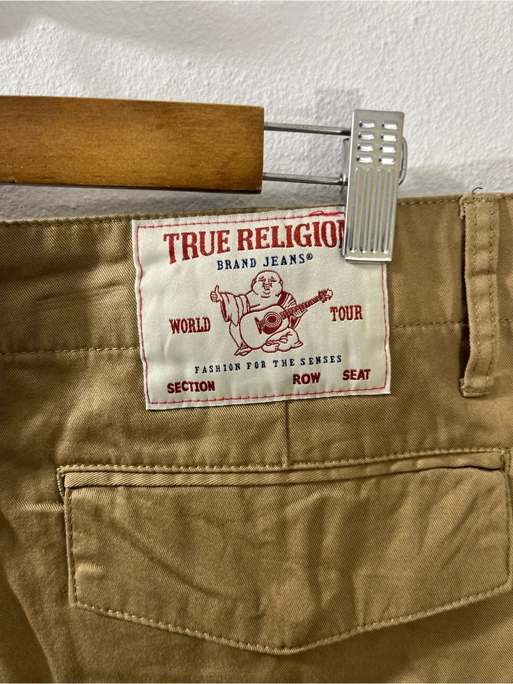 True Religion Mens Cotton  Cargo Shorts Portobello 105030 Khaki Size 32 $129
